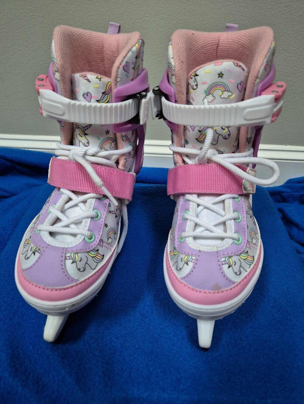 Lake Placid Monarch Girls Adjustable Ice Skates Size Kids 11-1 Unicorn Pink